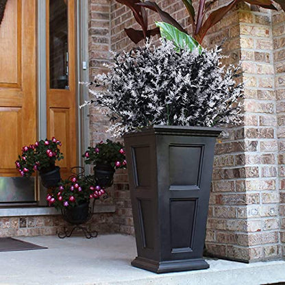 RECUTMS 8 Bundle Artificial Black Flowers Outdoor UV Resistant Fake Flowers - color: Black+white, size: 8 Bundles