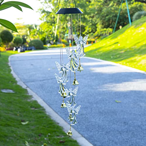 Jarxin Outdoor Garden Solar Wind Chimes Waterproof Light Angel Color Changing Led Solar Powered Windchimes Yard Hanging Lights