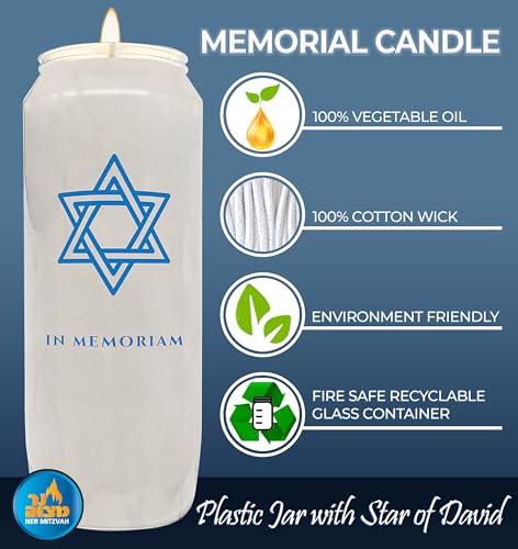 9 Day Yahrzeit Memorial Candles, 1 Pack - Plastic Jar - 7 Inch Tall Pillar Candles for Religious, Prayer and Vigil - size: 1 Pack