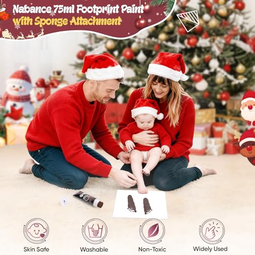 Nabance 2.54 fl oz Brown Baby Hand and Footprint Friendly Paint, Dog Cat Paw Print Safe Paint, Non-Toxic Acid-Free, Safe Gentle for Home School Christmas New Year DIY Keepsake Stamp - color: Brown
