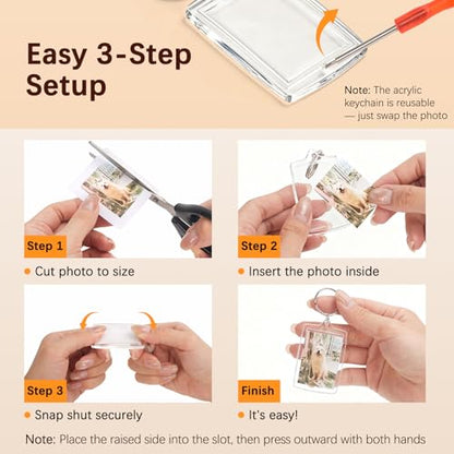 Clear Acrylic Photo Keychain Frames Double-Sided Picture Holders - size: 50 pack 1.57“ x 2.2”