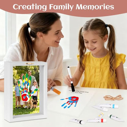 Family Handprint Kit, DIY Baby Hand and Footprint Handmade Keepsake Wooden Frame, Family Gifts with 6 Non-Toxic Baby-Safe Paint, Ideas Gift for New Parents, Grandparents, Father's Day, Mother's Day - color: White, size: 5 Pages Acrylic Boards