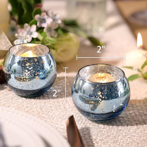 Volens 24PCS Blue Votive Candle Holder Bulk, Round Mercury Glass Votives - color: Blue, size: 24 PACK