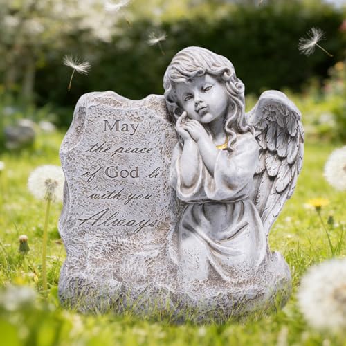 basen Memorial Angel Statue for Grave, Praying Child Angel Figurine with Engraved Message, Resin Cemetery Decoration for Outdoor Lawn Yard, Sympathy Gift, Remembrance Garden Decor - color: Angel Statues-style 4
