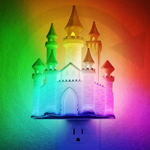 JandCase Night Lights Plug into Wall, 3D Printed Castle RGB Night Light - color: Castle-RGB, size: 1 Pack