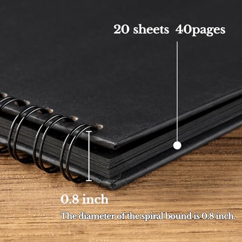 potricher 8 x 8 Inch DIY Scrapbook Album 40 Pages with Kraft Paper, Black - color: Black, size: 8 Inch 40 Pages