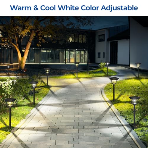 CINOTON RGBCW Solar Pathway Lights Outdoor, 3 Lighting Modes, 6 Pack | IP65 Waterproof, RGB, Warm White And Cool White, Auto On/Off, Solar Powered, Easy Installation for Garden, Walkway & Driveway - size: 6 Pack