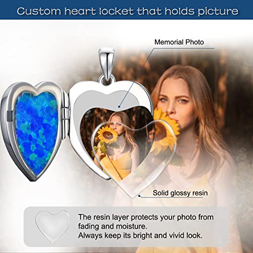 SOULMEET Personalized Silver Locket Necklace That Holds Pictures Photo Keep Someone Near to You, Memorial Custom Lockets Necklaces Letters Engraving for His Her - color: F3-Opal butterfly-Black, style: Locket+Custom Photo