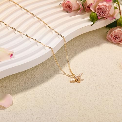 RZKING Golden Necklace for Women, Gifts for Best Friend Sister Mom Daughter - style: Bee