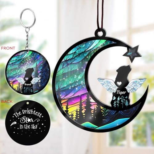 Personalized Dog Memorial Suncatcher, Pet Sympathy Gifts - Custom Dog Pass Away Gifts with Name Date - color: #5 Dog Suncatcher