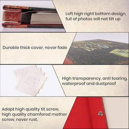 Adventure Book Photo Album 13x11.5 Self Adhesive Scrapbook | DIY memory book for couples, meaningful keepsake, travel photos, tickets, notes, and 3x5 to 8x10 pictures - color: Leather Brown (13"x11.5")