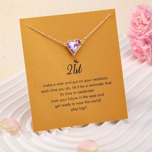RZKING Golden Necklace for Women, Gifts for Best Friend Sister Mom Daughter - style: Colorful Heart