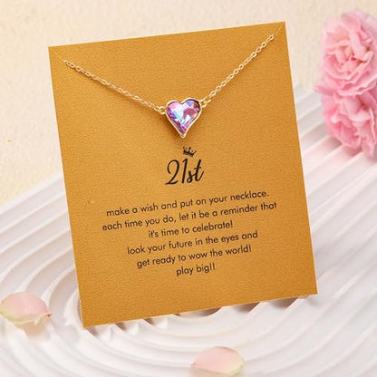 RZKING Golden Necklace for Women, Gifts for Best Friend Sister Mom Daughter - style: Colorful Heart