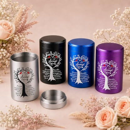 Set of 2 Small Urns for Human Ashes Keepsake, 3.62 Inch Mini Cremation Urns for Human Ashes, Memorial Funeral Sharing Keepsake Urns Set with Two Cardinal Birds, Silver