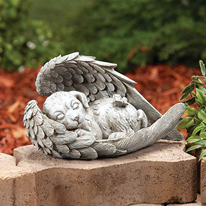 Fox Valley Traders Resin Pet Angel Statues by Fox River Creations, Decor - color: White, Brown