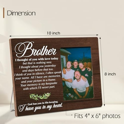 Brother Memorial Bereavement Wooden Picture Frame Gifts, Sympathy Gifts for Loss of Brother, Fits 4x6 Photo Frame - color: Brown-bro
