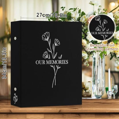 Lanpn Photo Album 4x6 400 Pockets, Linen OUR MEMORIES Hardcover Photo Book Photobook Holds 400 Vertical Pictures Only Black - color: Black, size: 400 Photos
