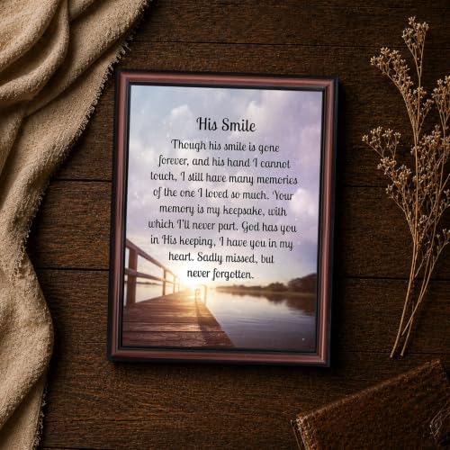 Memorial Gifts for Loss of Husband, Sympathy Gift, His Smile In Memory of Loved One, Picture Frames for Sympathy Gift Baskets, Bereavement Gifts for Loss of Father, Loss of Son Condolence Gift, 2182W | Sympathy Gifts for Loss of Loved One, Memorial Gifts
