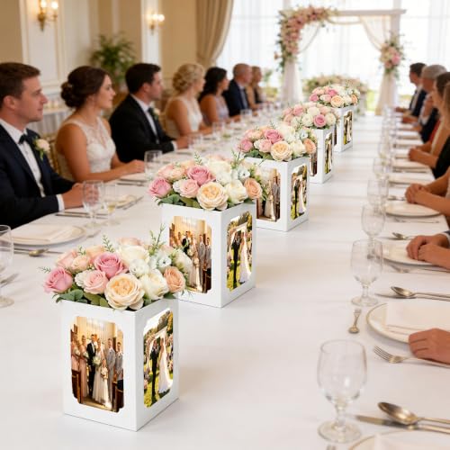 15 Pack White Photo Centerpieces for Table 4x6 5x7 Picture Display - color: White