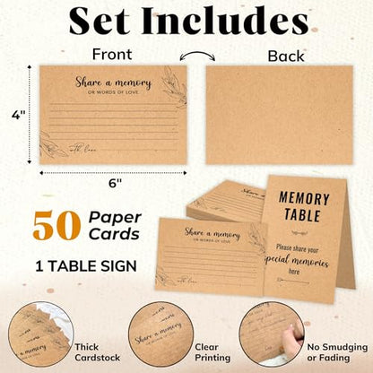 WOODAMORE Share a Memory Cards for Celebration of Life, 50 Pc with Sign - size: 10.16 cm x 15.24 cm