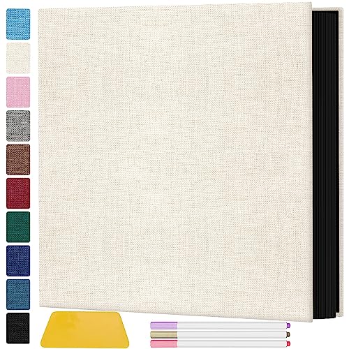Zesthouse Photo Album Self Adhesive Pages, 60 Pages Magnetic Scrapbook Albums with Sticky Page, Photos Album Holds 8x10 & 5X7 & 4x6 & 6x8 & 3x5, Large Picture Book Ideal Gift for Family Wedding Baby - color: Beige, size: 11"x10.6"/Black 60 Pages