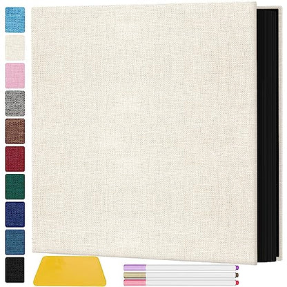 Zesthouse Photo Album Self Adhesive Pages, 60 Pages Magnetic Scrapbook Albums with Sticky Page, Photos Album Holds 8x10 & 5X7 & 4x6 & 6x8 & 3x5, Large Picture Book Ideal Gift for Family Wedding Baby - color: Beige, size: 11"x10.6"/Black 60 Pages