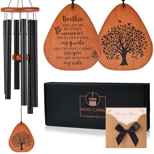 Memorial Sympathy Gifts for Loss of Brother, 32" Memorial Wind Chimes | Loss of Brother Sympathy Gifts, Remembrance/Bereavement Gifts for Loss of Brother, Windchimes in Memory of Brother - size: Black - Brother