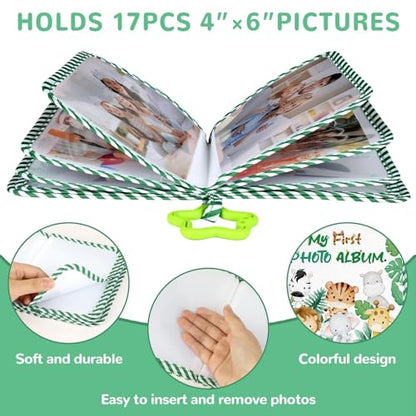 Baby's My First Family Album Soft Photo Cloth Book Jungle Animal My First Book of Photos Baby Memory Album Gift Holds 4x6 Pictures for Babies Newborn Toddler & Kids Baby Shower - style: Jungle Animal