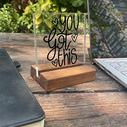 You Got This Inspirational Quotes Desk Decor Gifts For Women Best Friend Encouragement Office Inspiration Positive Plaque Acrylic With Wooden Stand Sign for Cowoker Friend Women Gift - style: You Got This