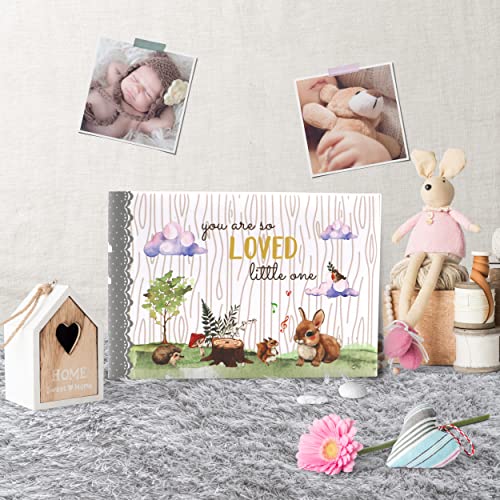Holoary You Are So Loved Little One Grandma's Brag Book, Small Baby Photo Album 4” x 6” 32 Photos, Woodland Animals Design - size: 7.2''x4.7''