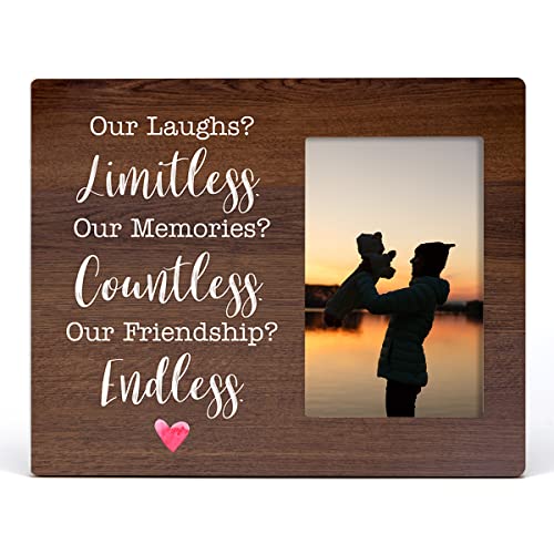 Friends Wooden Picture Frame Gifts, Friendship Gifts for Women Men Friends | Ours Laughs Limitless Our Memories Countless Our Friendship Endless Wood Photo Frame Gifts Idea, Tabletop & Wall Mounting - color: Our