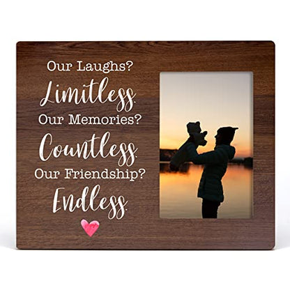 Friends Wooden Picture Frame Gifts, Friendship Gifts for Women Men Friends | Ours Laughs Limitless Our Memories Countless Our Friendship Endless Wood Photo Frame Gifts Idea, Tabletop & Wall Mounting - color: Our