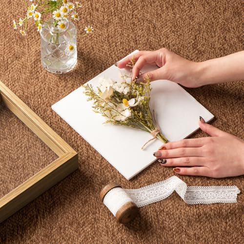 8x8 Shadow Box Frame with Ultra-Clear Glass & Soft Linen Back | With Push Pins and Stand, Deep 1.2" Brown Shadow Box Display Case – Display on Tabletop or Wall for Photo, Flower, Keepsakes - color: Brown+high Definition Panel + Shatter-proof Packaging, si