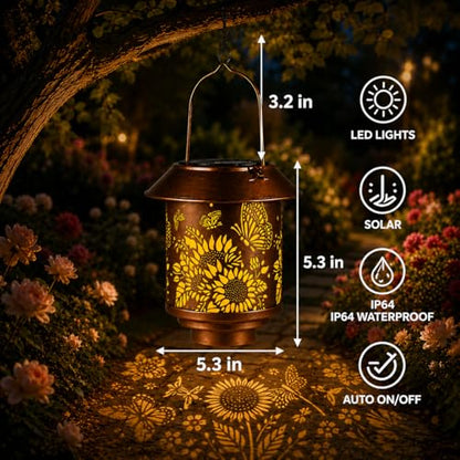 2 Pack Butterflies Solar Lantern Outdoor Hanging Gifts for Women Mom - color: b-Butterfly-2PC