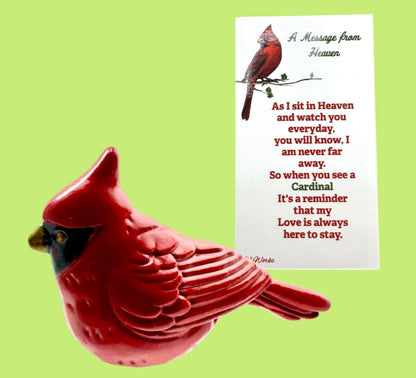 Cardinal Charm Set Mini Resin Hand Painted Pocket Trinket Message | Refrigerator Magnet, Sympathy Keepsake Gift For Loss Of Loved One, Remembrance