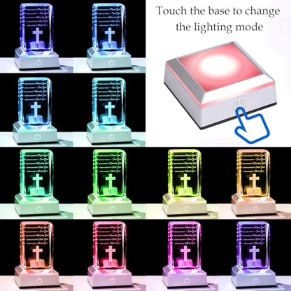 Movdyka 3D Crystal Christian Gifts for Women Men Faith, Inspirational Bible Verse Religious Gift Keepsake with Colorful LED Night Light, Get Well Spiritual Gifts Ideas for Birthday - color: Bible Verse（Happy moment）