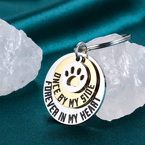 Dog Cat Pet Memorial Gifts Keychain for Pet Lover Remembrance Jewelry | Gifts for Loss of Pet Sympathy Condolences Dog Remembrance Gifts Men Women Pet Owner Once by My Side Keepsake Key Ring