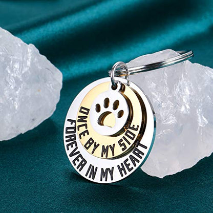 Dog Cat Pet Memorial Gifts Keychain for Pet Lover Remembrance Jewelry | Gifts for Loss of Pet Sympathy Condolences Dog Remembrance Gifts Men Women Pet Owner Once by My Side Keepsake Key Ring