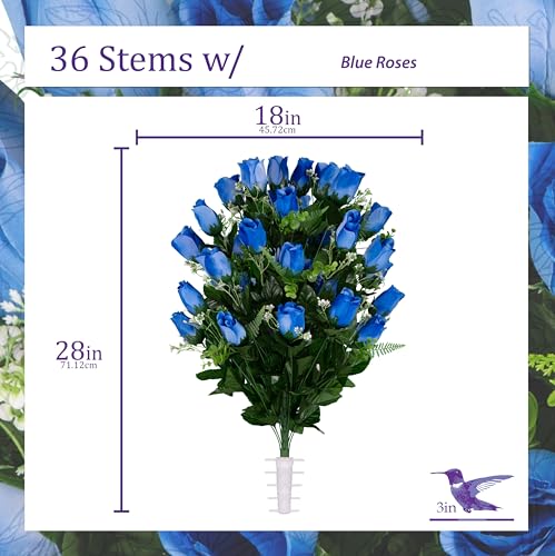 Sympathy Silks Artificial Cemetery Flowers - Gravesite Flowers - Blue Roses - color: Blue Roses, size: (1) Bouquet