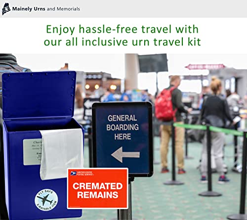 CarrySafe TSA-Approved Travel Urn Kit – Guaranteed Fly-Safe Temporary Cremation Urn for Human Ashes – Includes Personalization – Airline Friendly, 200 Cu in, Blue Plastic with Travel Box - color: Blue Personalized