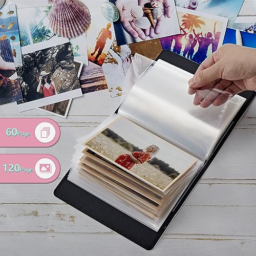 Photo Album 4x6 Photos - 60 Photos Capacity PU Leather Cover Photo Album with Strong Elastic Band, Portable Picture Album for Family Wedding Wedding Anniversary, Beach Palm Trees - color: Beach Palm Trees
