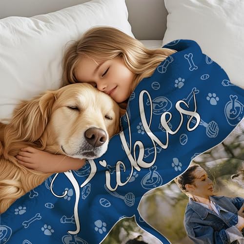 Ship Next Day, Personalized Dog Memorial Gifts, Custom Pet Blanket with Picture Name, Customized Pet Memorial Blanket with Photos, Loss of Pet Sympathy Gift, Dog Passing Away Bereavement Gifts - color: Dog Blanket 4