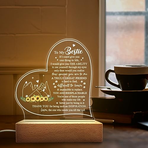 SANDJEST Night Light Gift for Best Friend Bestie Acrylic Light Lamps Gifts BFF Bestfriend Soul Sister Friendship Lights Lamp Gift for Birthday Christmas - color: Bestie