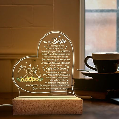 SANDJEST Night Light Gift for Best Friend Bestie Acrylic Light Lamps Gifts BFF Bestfriend Soul Sister Friendship Lights Lamp Gift for Birthday Christmas - color: Bestie