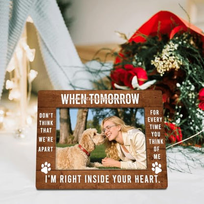 Rustic Wooden Picture Frame, I'm Right Inside Your Heart, Pet Wooden Memorial Gifts, Wood Dog Pictures Frames, Picture Frame for Loss of Pet Sympathy Keepsake Gifts 7.9 * 5.7inches - color: Style 17
