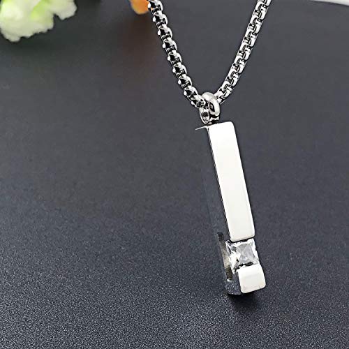 YOUFENG Urn Necklaces for Ashes Birthstone Cube Urns for Human Ashes Memorial Cremation Urn Locket Keepsake Ashes Jewelry - style: Silver - April