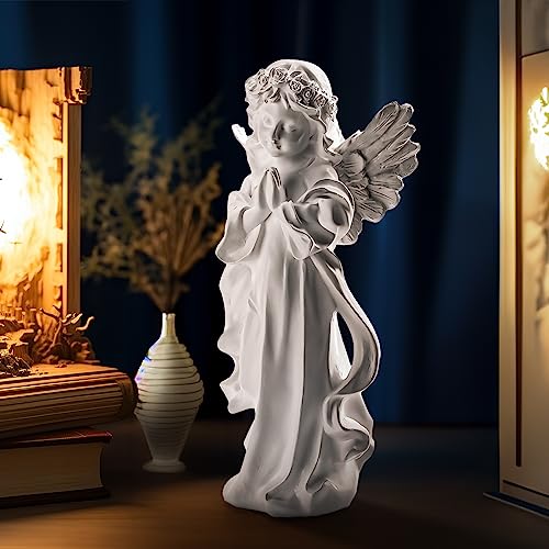 INLOMEM Praying Angel Figurine - 7.5 Inches Resin Sculpted Hand-Painted Figurine for Home Decor or Garden, First Communion Gifts for Girls, Religious Gifts for Women - color: White