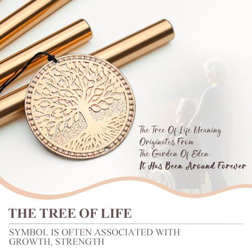 Memorial Wind Chimes for Loss of Loved One, Sympathy Wind Chimes with Tree of Life, Remembrance in Memory of Mom Dad, Bereavement and Condolence Memorial Gifts(Rose Gold) - size: B-Golden-Loved One