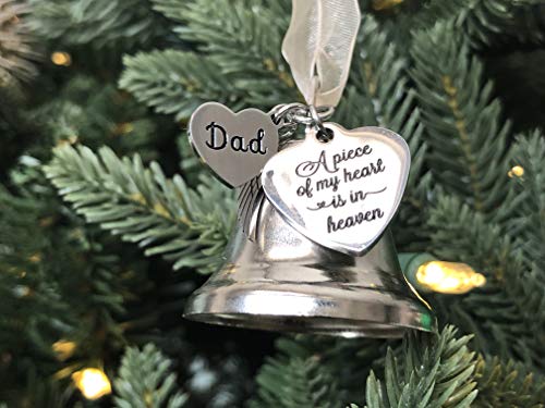 Memorial DAD and MOM Christmas Ornament for Loss of Loved One | A Piece of My Heart Bell Ornament, Christmas in Heaven Remembrance Keepsake, Sympathy Gift for Grieving Families (DAD) - style: DAD