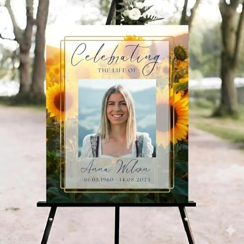 Sunflower Funeral Welcome Sign, Celebration of Life Welcome Sign, in Loving Memory Sign, Celebration of Life, Celebration of Life Sign, Memorial Sign with Photo,Funeral Welcome Sign #Tfo12 - color: Version #14